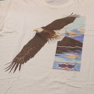 Vintage 1987 Habitat Softwear, Flying Bald Eagle, Single Stitch Tshirt